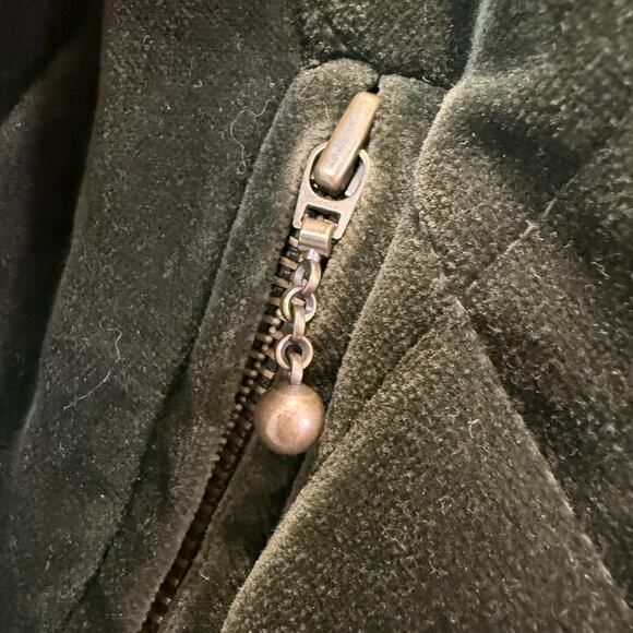 Y2K Talbots Velour Jacket XS Velvet Green Quilted Puffer Vintage - Picture 10 of 14